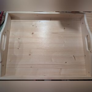 Handmade Pine Wood Serving Tray with Handles New